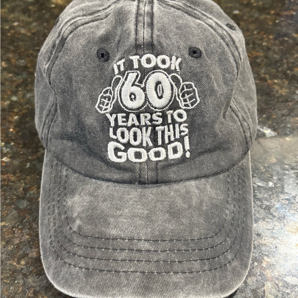 Gray Washed Cap with Embroidered Design